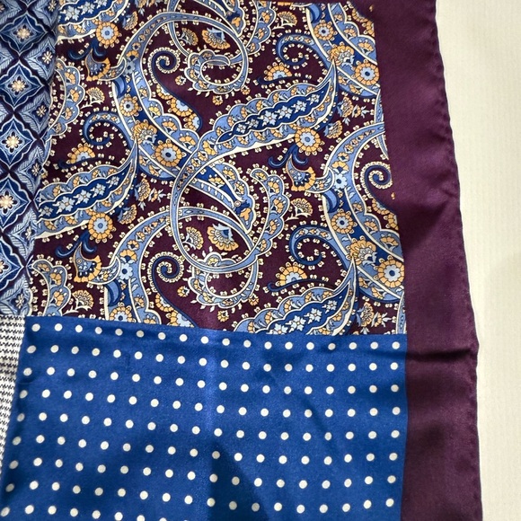 Purple and Blue Patterned Silk Scarf - Picture 2 of 5